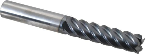 SGS - 5/8", 5 Flute, Single End, Solid Carbide, 0.03" Corner Radius End Mill - 5" OAL, 45° Helix, Right Hand Flute, 2-1/2" LOC, Right Hand Cut - Americas Industrial Supply