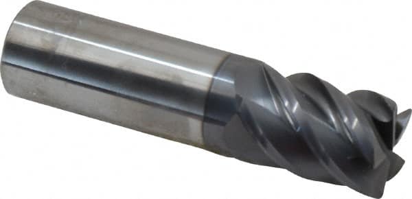 SGS - 3/4", 5 Flute, Single End, Solid Carbide, 0.03" Corner Radius End Mill - 3" OAL, 45° Helix, Right Hand Flute, 1" LOC, Right Hand Cut - Americas Industrial Supply
