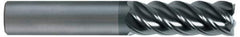 SGS - 3/4", 1" LOC, 3/4" Shank Diam, 3" OAL, 5 Flute, Solid Carbide Square End Mill - Single End, AlTiN Finish, Spiral Flute, 45° Helix, Right Hand Cut, Right Hand Flute, Series 55 - Americas Industrial Supply