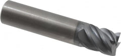 SGS - 5/8", 3/4" LOC, 5/8" Shank Diam, 3" OAL, 5 Flute, Solid Carbide Square End Mill - Single End, AlTiN Finish, Spiral Flute, 45° Helix, Right Hand Cut, Right Hand Flute, Series 55 - Americas Industrial Supply