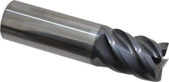 SGS - 3/4", 1" LOC, 3/4" Shank Diam, 3" OAL, 5 Flute, Solid Carbide Square End Mill - Single End, AlTiN Finish, Spiral Flute, 45° Helix, Right Hand Cut, Right Hand Flute, Series 55 - Americas Industrial Supply