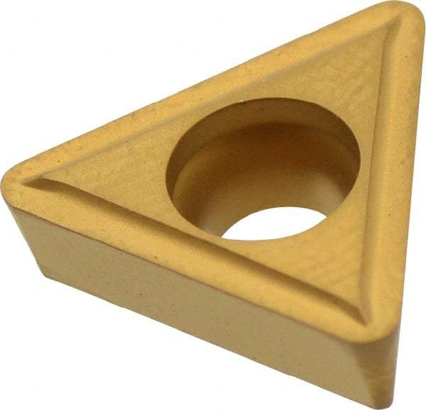 Value Collection - TPMT32.53 Grade TCN55 Carbide Turning Insert - TiN Finish, 60° Triangle, 3/8" Inscr Circle, 5/32" Thick, 3/64" Corner Radius - Americas Industrial Supply