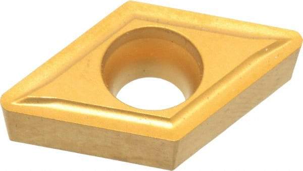 Value Collection - DCMT32.52 Grade TCN55 Carbide Turning Insert - TiN Finish, 55° Diamond, 3/8" Inscr Circle, 5/32" Thick, 1/32" Corner Radius - Americas Industrial Supply