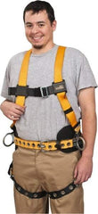 Miller - 400 Lb Capacity, Size Universal, Full Body Construction Safety Harness - Polyester, Side D-Ring, Tongue Leg Strap, Mating Chest Strap, Yellow/Black - Americas Industrial Supply