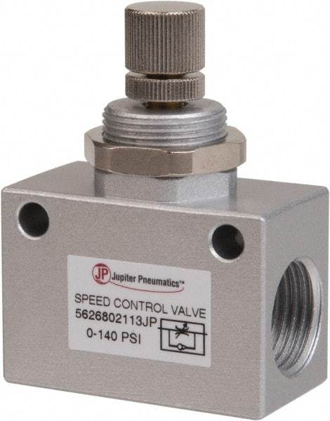 PRO-SOURCE - 1/2" NPT Inline Speed Control Valve - 0 to 140.78 psi & Aluminum Alloy Material - Americas Industrial Supply