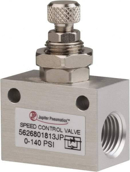 PRO-SOURCE - 1/4" NPT Inline Speed Control Valve - 0 to 140.78 psi & Aluminum Alloy Material - Americas Industrial Supply