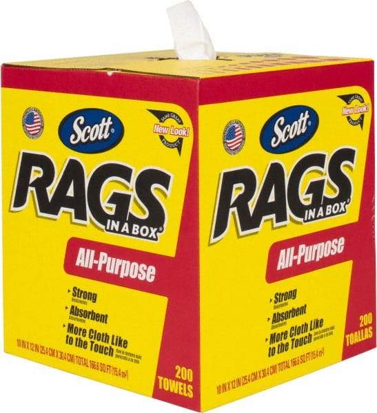 Scott - Virgin Double Re-Creped Rag - Medium Lint, White, 11 x 12", Comes in Box - Americas Industrial Supply