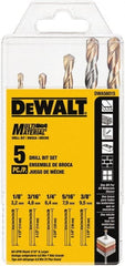 DeWALT - 1/8 to 3/8", 135° Point, Carbide-Tipped Hammer Drill Bit Set - Exact Industrial Supply