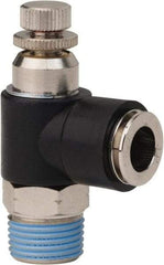 PRO-SOURCE - 3/8" NPT x 3/8" Tube OD Right Angle Flow Control Valve - 0 to 113.76 psi & Techno Polymer, Brass, Steel Material - Americas Industrial Supply