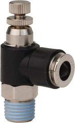 PRO-SOURCE - 1/4" NPT x 5/16" Tube OD Right Angle Flow Control Valve - 0 to 113.76 psi & Techno Polymer, Brass, Steel Material - Americas Industrial Supply