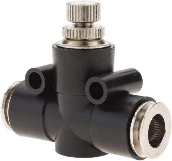 PRO-SOURCE - 5/16" Tube OD Inline Flow Control Valve - 0 to 113.76 psi & Techno Polymer, Brass, Steel Material - Americas Industrial Supply