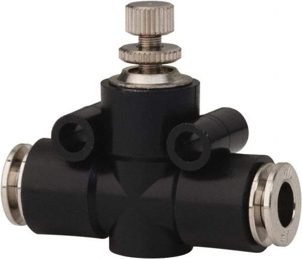 PRO-SOURCE - 1/4" Tube OD Inline Flow Control Valve - 0 to 113.76 psi & Techno Polymer, Brass, Steel Material - Americas Industrial Supply