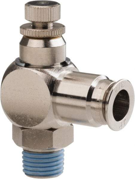 PRO-SOURCE - 1/4" Male NPT x 3/8" Tube OD Tamper Resistant Valve - 0 to 113.76 psi & Nickel Plated Brass Material - Americas Industrial Supply