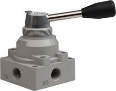 Value Collection - 3/8" NPT Manual Mechanical Valve - 4-Way, 2 Position with L Cock Device, 0.976 CV Rate & 127.98 Max psi - Americas Industrial Supply