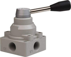 PRO-SOURCE - 1/2" NPT Manual Mechanical Valve - 4-Way, 2 Position, Lever, 0.98 CV Rate & 127.98 Max psi - Americas Industrial Supply