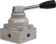 PRO-SOURCE - 1/4" NPT Manual Mechanical Valve - 4-Way, 2 Position, Lever, 0.98 CV Rate & 127.98 Max psi - Americas Industrial Supply