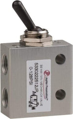 PRO-SOURCE - 1/8" NPT 3 Way, 2 Position Mini Mechanical Valve - 0.298 CV Rate, 7 CFM, 127.98 Max psi, Toggle/Manual Actuator - Americas Industrial Supply