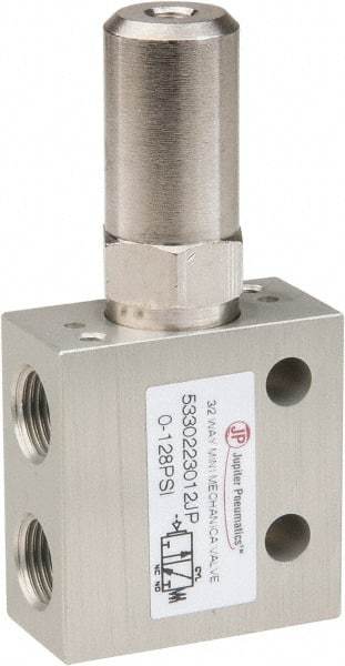 PRO-SOURCE - 1/8" NPT 3 Way, 2 Position Mini Mechanical Valve - 0.298 CV Rate, 7 CFM, 127.98 Max psi, Air Pilot/Spring Actuator - Americas Industrial Supply