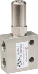 PRO-SOURCE - 1/8" NPT 3 Way, 2 Position Mini Mechanical Valve - 0.298 CV Rate, 7 CFM, 127.98 Max psi, Air Pilot/Spring Actuator - Americas Industrial Supply