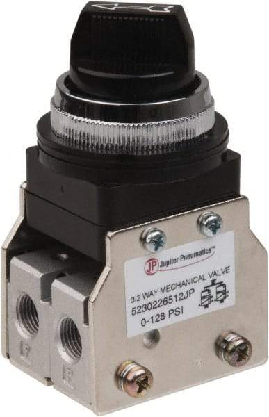 Value Collection - 1/8" NPT Mechanically Operated Air Valve - 3 Way, 2 Position, Two Stack Selector/Manual, 0.76 CV Rate & 127.98 Max psi - Americas Industrial Supply