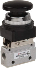 PRO-SOURCE - 1/8" NPT Mechanically Operated Air Valve - 3 Way, 2 Position, Palm Button/Spring, 0.1 CV Rate & 127.98 Max psi - Americas Industrial Supply