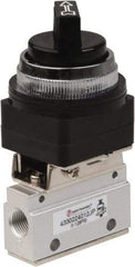 PRO-SOURCE - 1/8" NPT Mechanically Operated Air Valve - 3 Way, 2 Position, Selector/Manual, 0.1 CV Rate & 127.98 Max psi - Americas Industrial Supply