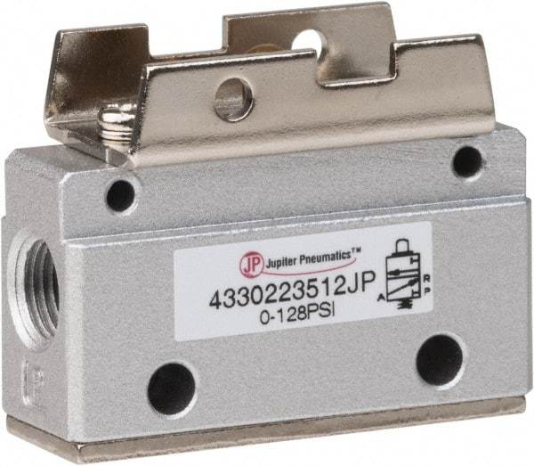 Value Collection - 1/8" NPT Mechanically Operated Air Valve - 3 Way, 2 Position, Cam Stem/Spring, 0.1 CV Rate & 127.98 Max psi - Americas Industrial Supply