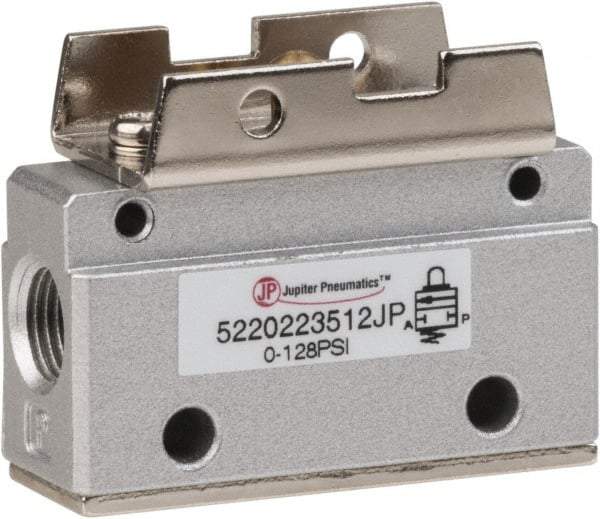 Value Collection - 1/8" NPT Mechanically Operated Air Valve - 2-Way, 2 Position, Cam Stem/Spring, 0.1 CV Rate & 127.98 Max psi - Americas Industrial Supply