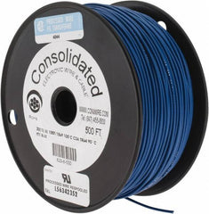 Made in USA - 20 AWG, 10 Strand, 500' OAL, Tinned Copper Hook Up Wire - Blue PVC Jacket, 0.07" Diam - Americas Industrial Supply