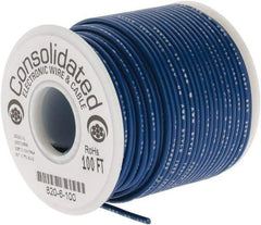 Made in USA - 20 AWG, 10 Strand, 100' OAL, Tinned Copper Hook Up Wire - Blue PVC Jacket, 0.07" Diam - Americas Industrial Supply