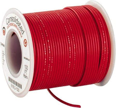 Made in USA - 22 AWG, 7 Strand, 100' OAL, Tinned Copper Hook Up Wire - Red PVC Jacket, 0.062" Diam - Americas Industrial Supply