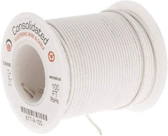 Made in USA - 24 AWG, 7 Strand, 100' OAL, Tinned Copper Hook Up Wire - White PVC Jacket, 0.056" Diam - Americas Industrial Supply