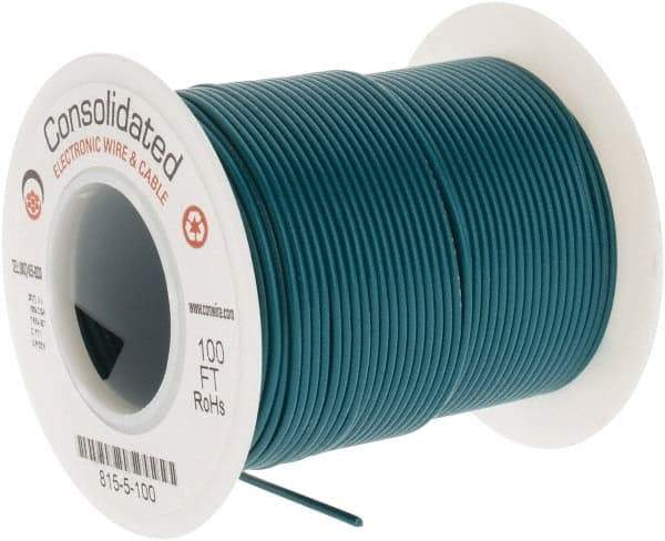 Made in USA - 26 AWG, 7 Strand, 100' OAL, Tinned Copper Hook Up Wire - Green PVC Jacket, 0.051" Diam - Americas Industrial Supply