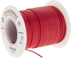 Made in USA - 26 AWG, 7 Strand, 100' OAL, Tinned Copper Hook Up Wire - Red PVC Jacket, 0.051" Diam - Americas Industrial Supply