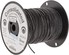 Made in USA - 16 AWG, 26 Strand, 500' OAL, Tinned Copper Hook Up Wire - Black PVC Jacket, 0.117" Diam - Americas Industrial Supply