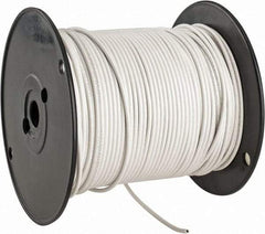 Made in USA - 14 AWG, 41 Strand, 500' OAL, Tinned Copper Hook Up Wire - White PVC Jacket, 0.136" Diam - Americas Industrial Supply