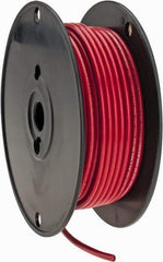 Made in USA - 10 AWG, 105 Strand, 100' OAL, Tinned Copper Hook Up Wire - Red PVC Jacket, 0.18" Diam - Americas Industrial Supply