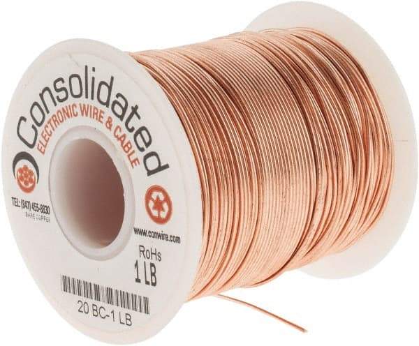 Made in USA - 20 AWG, 0.032 Inch Diameter, 318 Ft., Solid, Grounding Wire - Copper, ASTM B3, QQ-W-343 Type S, RoHS Compliant - Americas Industrial Supply