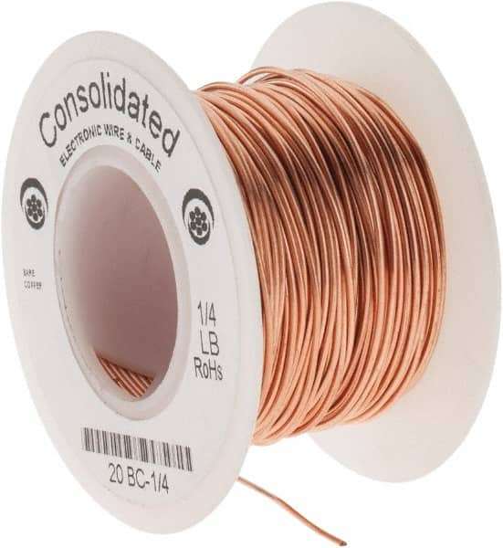 Made in USA - 20 AWG, 0.032 Inch Diameter, 79 Ft., Solid, Grounding Wire - Copper, ASTM B3, QQ-W-343 Type S, RoHS Compliant - Americas Industrial Supply