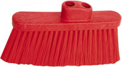 PRO-SOURCE - 10" Wide, Red Polypropylene Bristles, Angled Broom - Threaded Handle, 10 Inch Wide Broom, Red Bristles, Handle Sold Separately - Americas Industrial Supply