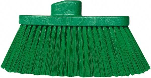 PRO-SOURCE - 10" Wide, Green Polypropylene Bristles, Angled Broom - Threaded Handle, 10 Inch Wide Broom, Green Bristles, Handle Sold Separately - Americas Industrial Supply
