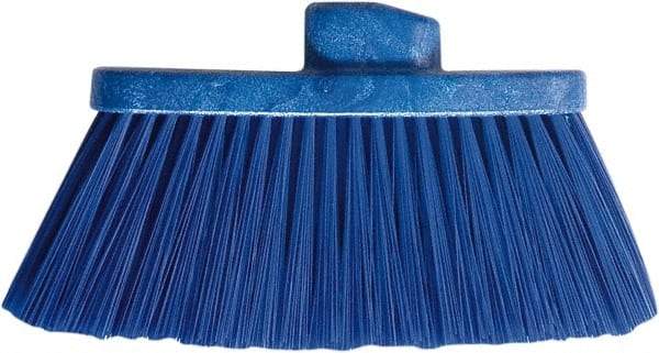 PRO-SOURCE - 10" Wide, Blue Polypropylene Bristles, Angled Broom - Threaded Handle, 10 Inch Wide Broom, Blue Bristles, Handle Sold Separately - Americas Industrial Supply
