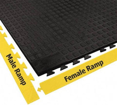 Wearwell - 3' Long x 1' Wide x 5/8" Thick, Anti-Fatigue Modular Matting Tiles - Male & Female, 4 Interlocking Sides, Black, For Dry Areas, Series 502 - Americas Industrial Supply