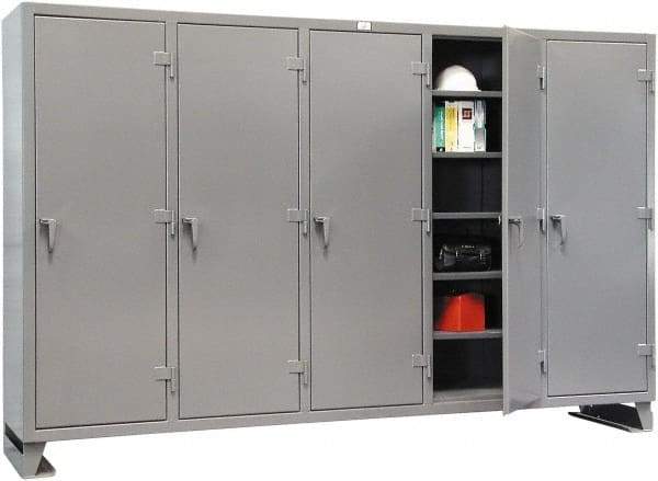 Strong Hold - 25 Shelf Locking Storage Cabinet - Steel, 122" Wide x 24" Deep x 78" High, Dark Gray - Americas Industrial Supply