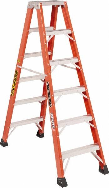 Louisville - 5 Steps, 6' High, Type IAA Rating, Fiberglass Twin Front Ladder - 375 Lb Capacity, 23" Base Width - Americas Industrial Supply