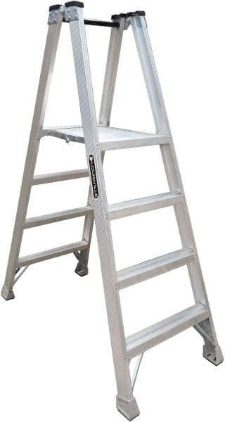Louisville - 3 Steps, 4' High, Type IA Rating, Aluminum Platform Ladder - 300 Lb Capacity, 25-3/8" Base Width - Americas Industrial Supply