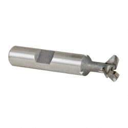 Made in USA - 1/2" Diam x 5/32" Width of Cut, 45° Included Angle, Carbide-Tipped Dovetail Cutter - 3/8" Shank Diam, 2-1/8" Overall Length, 0.02" Corner Radius, Weldon Flat, Uncoated - Americas Industrial Supply