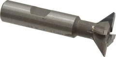 Made in USA - 1" Diam x 5/16" Width of Cut, 45° Included Angle, Carbide-Tipped Dovetail Cutter - 1/2" Shank Diam, 2-1/2" Overall Length, 0.02" Corner Radius, Weldon Flat, Uncoated - Americas Industrial Supply