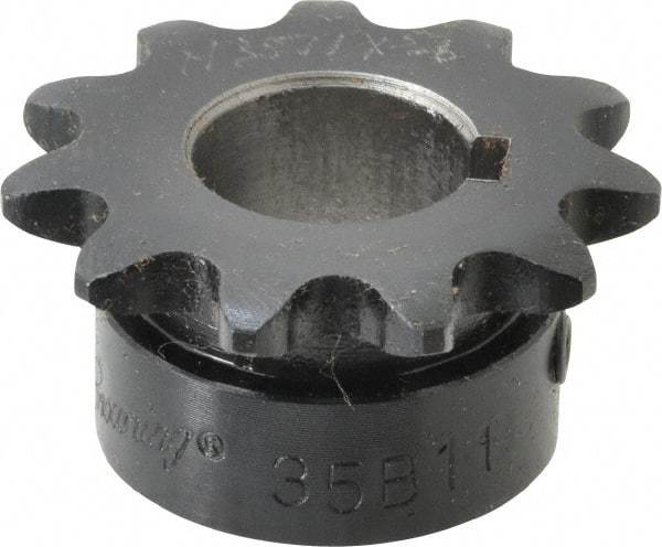 Browning - 11 Teeth, 3/8" Chain Pitch, Chain Size 35, Finished Bore Sprocket - 5/8" Bore Diam, 1.331" Pitch Diam, 1-1/2" Outside Diam - Americas Industrial Supply