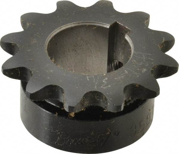 Browning - 12 Teeth, 3/8" Chain Pitch, Chain Size 35, Finished Bore Sprocket - 3/4" Bore Diam, 1.449" Pitch Diam, 1.63" Outside Diam - Americas Industrial Supply
